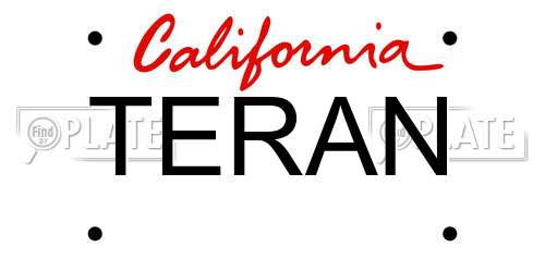 TERAN California License Plate