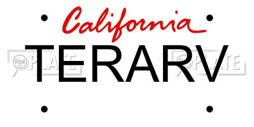 TERARV California License Plate