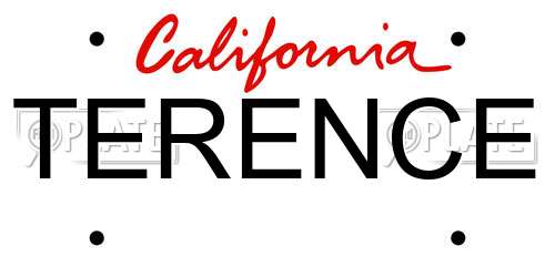 TERENCE California License Plate