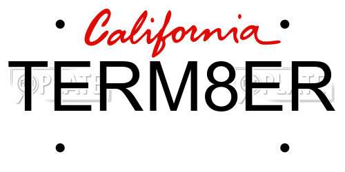 TERM8ER California License Plate