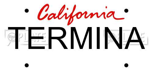 TERMINA California License Plate