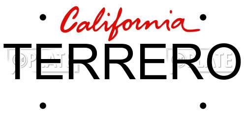 TERRERO California License Plate