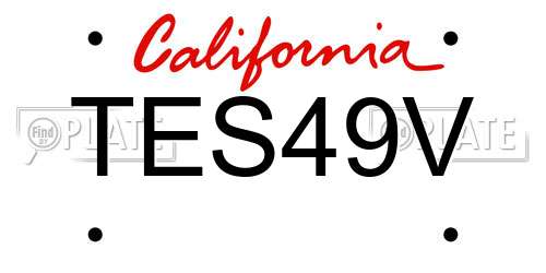 TES49V California License Plate