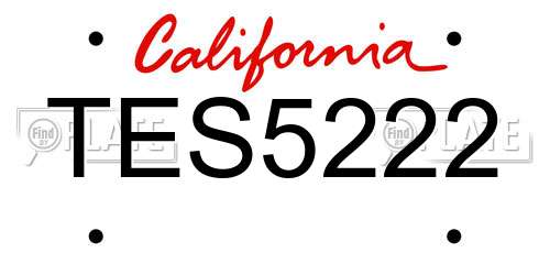 TES5222 California License Plate