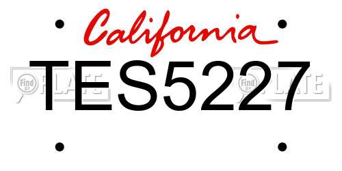 TES5227 California License Plate