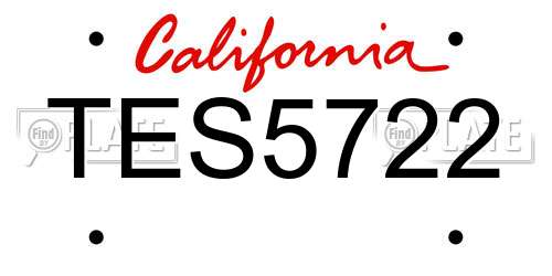 TES5722 California License Plate