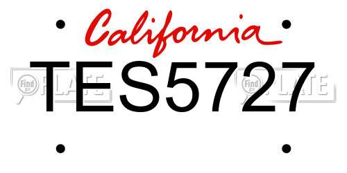TES5727 California License Plate