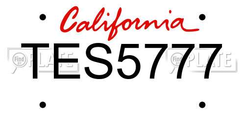 TES5777 California License Plate