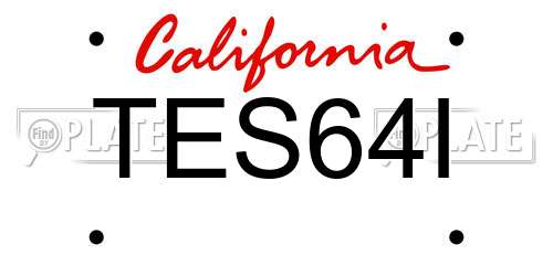 TES64I California License Plate