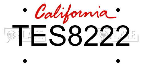 TES8222 California License Plate