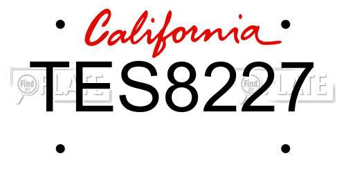 TES8227 California License Plate