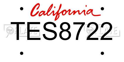 TES8722 California License Plate