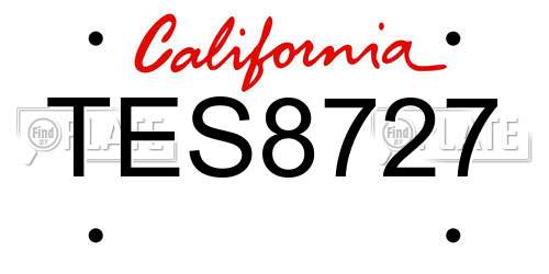TES8727 California License Plate
