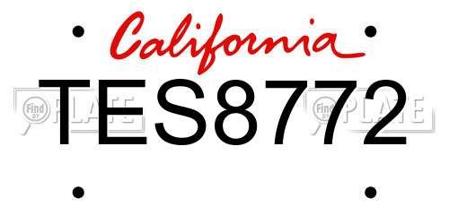 TES8772 California License Plate