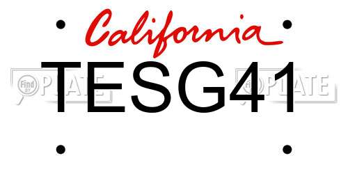 TESG41 California License Plate