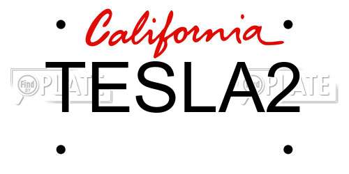 TESLA2 California License Plate