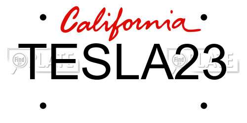 TESLA23 California License Plate