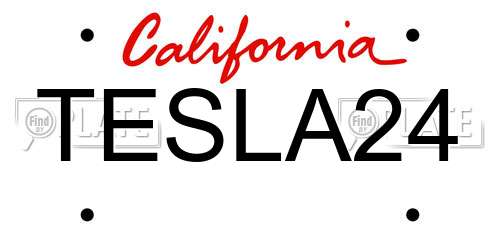 TESLA24 California License Plate