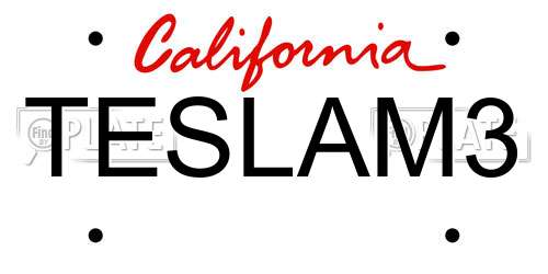 TESLAM3 California License Plate