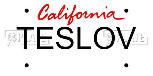 TESLOV California License Plate
