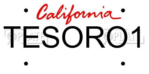 TESORO1 California License Plate