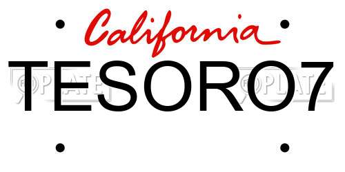 TESORO7 California License Plate