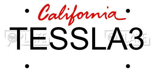 TESSLA3 California License Plate