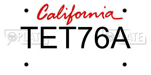 TET76A California License Plate