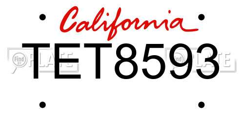 TET8593 California License Plate