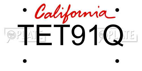 TET91Q California License Plate