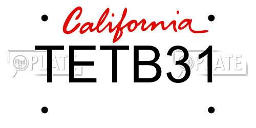 TETB31 California License Plate