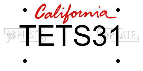 TETS31 California License Plate