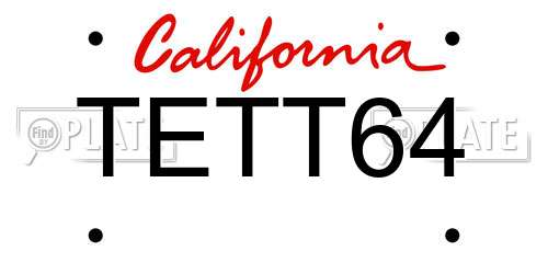 TETT64 California License Plate