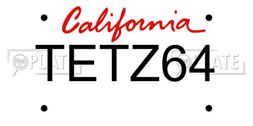 TETZ64 California License Plate