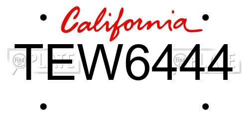 TEW6444 California License Plate