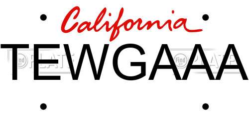 TEWGAAA California License Plate
