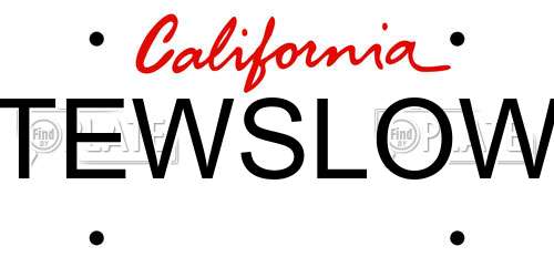TEWSLOW California License Plate