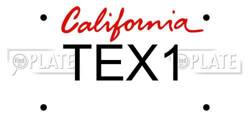 TEX1 California License Plate