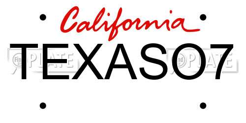 TEXASO7 California License Plate