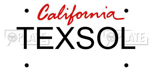 TEXSOL California License Plate