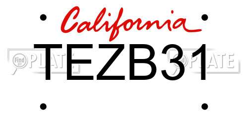 TEZB31 California License Plate