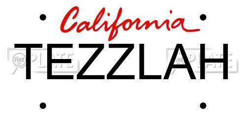 TEZZLAH California License Plate