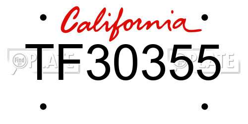 TF30355 California License Plate