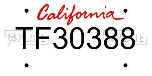 TF30388 California License Plate