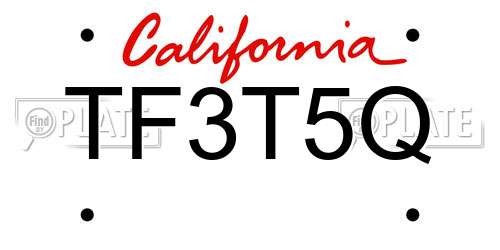 TF3T5Q California License Plate