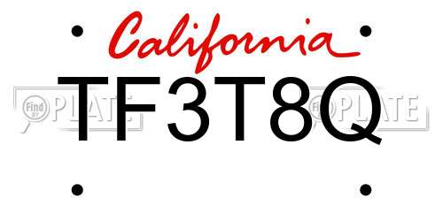 TF3T8Q California License Plate