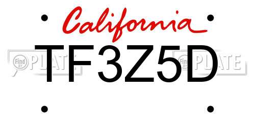 TF3Z5D California License Plate