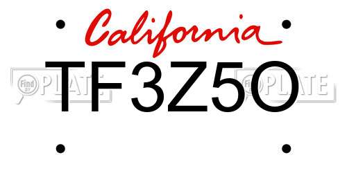 TF3Z5O California License Plate