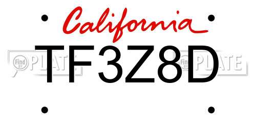 TF3Z8D California License Plate