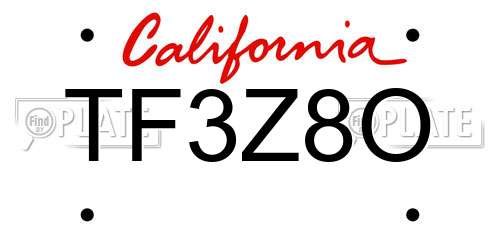 TF3Z8O California License Plate